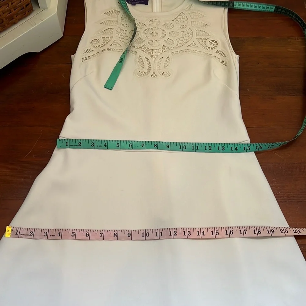 Ralph Lauren Collection Purple Label Wool Sleeveless Embroidered Dress in Cream - Picture 7 of 14